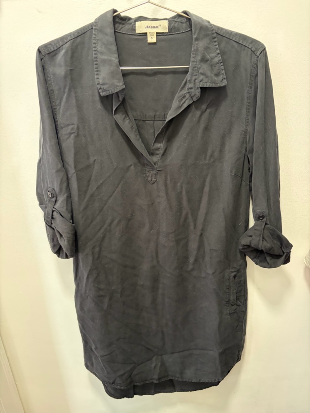 JAK & RAE Faded Black Roll-Sleeve Dress/tunic